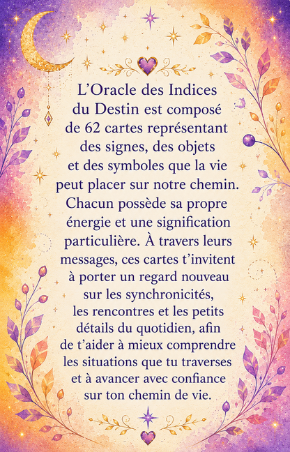 L’oracle des indices du destin format grand ou Pocket et glossy ou mate